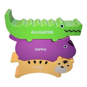 Vintage Colorful Animal Stacking Toy Set
